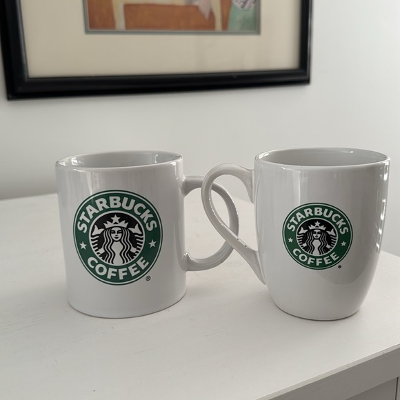 Pair Starbucks Basic White with Green and Black Siren Logo on Two Sides 2008 - Picture 4 of 9